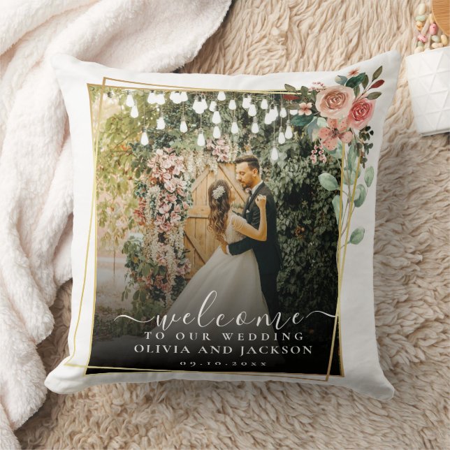 Almofada Boas-vindas ao Casamento Branco e Preto do Script  (Cobertor)