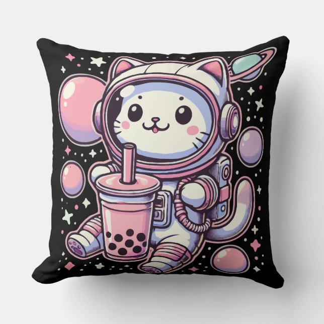 Almofada Boba Chá De Gato Em Astronauta Espacial Anime (Frente)