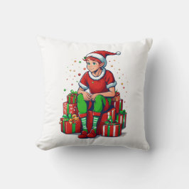 Almofada Bobo Engraçado Natal Papai Noel Elf Kid