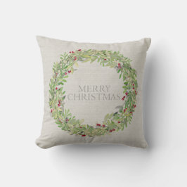 Almofada Boca de cinza de Wreath Feliz de Natal