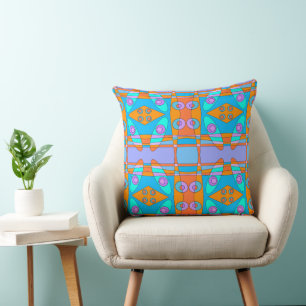 Almofada Bohemian Chintz 22 Turquesa Laranja Roxo