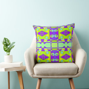 Almofada Bohemian Chintz 74 Amarelo - Roxo Verde