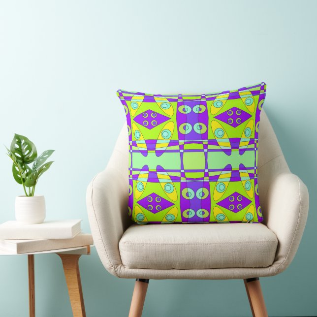 Almofada Bohemian Chintz 74 Amarelo - Roxo Verde (Cadeira)