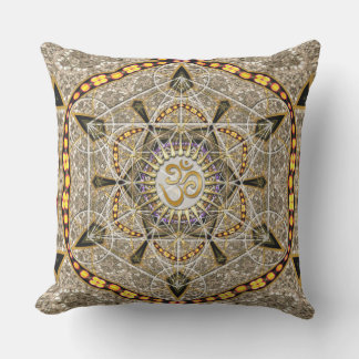 Almofada Bohemian Yoga Dourada Om Geometry Art Big Cushion