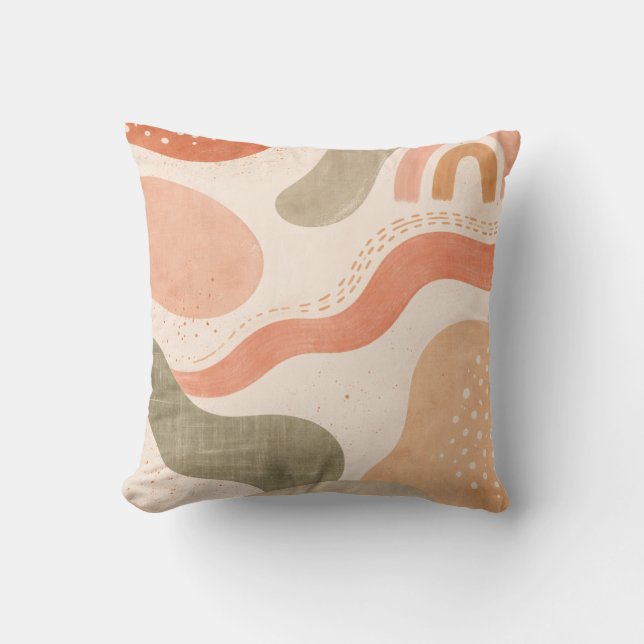 Almofada Boho Abstract Organic Shape Pillow - Earthy Terrac (Frente)