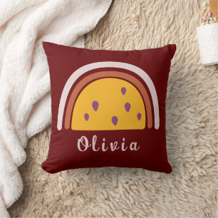 Almofada Boho Arco-íris com Nome Personalizado Amarelo