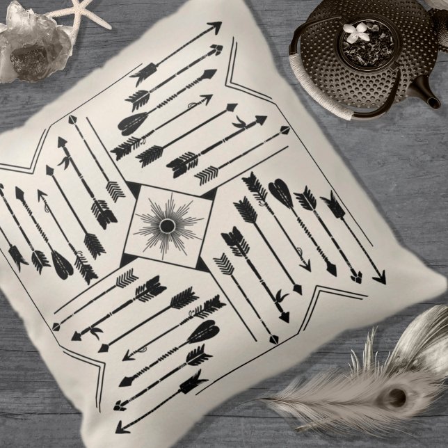 Almofada Boho Arrows e Sun V12 Sq ID748 (Criador carregado)