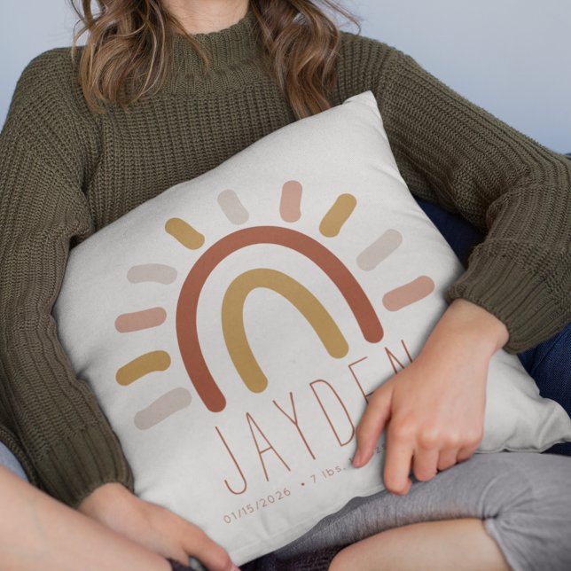 Almofada Boho Baby Nursery Girl Birth Stats (Criador carregado)