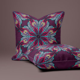 Almofada Boho Bloom em Vinho de Ameixa