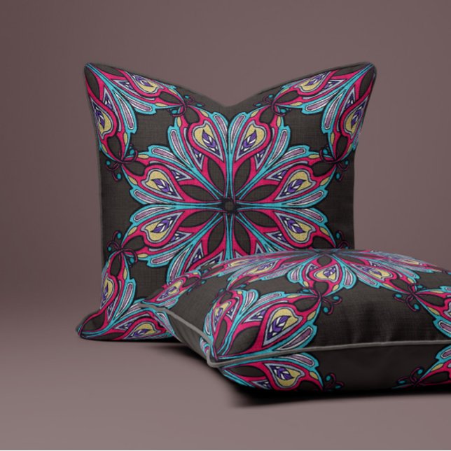 Almofada Boho Bloom in Mocha Brown (Criador carregado)