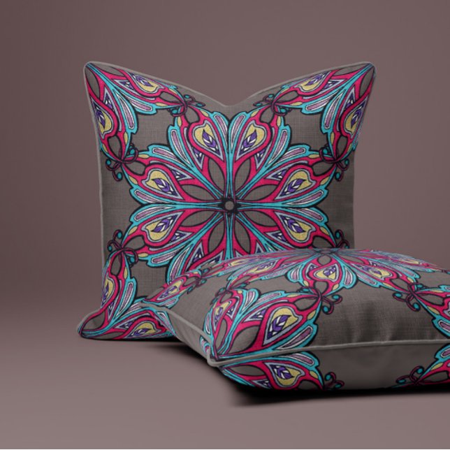 Almofada Boho Bloom in Warm Greige (Criador carregado)