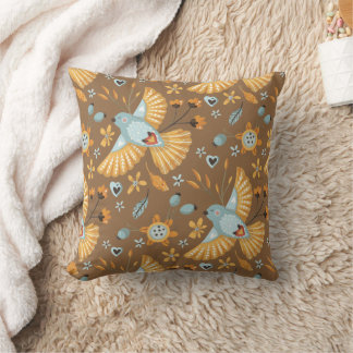 Almofada Boho Bluebird Pattern on Brown