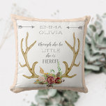 Almofada BOHO Bohemian Deer Antler Floral Baby Birat Stat<br><div class="desc">Você pode mudar este ditado para sua escritura favorita ou verso inspirador. São fornecidas 4 linhas. Você pode apagar o texto em um campo modelo se não precisar dele. Um presente de chá, perfeito para decoração infantil e para tesouro para toda a vida! Simples, estilizada, pintura manual de veados de...</div>