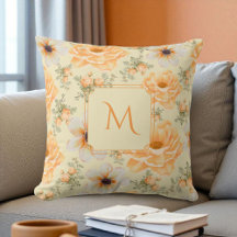 Boho Botânico Aquarela Creme Laranja Floral