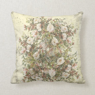 Almofada Boho branco afligido vintage aumentou