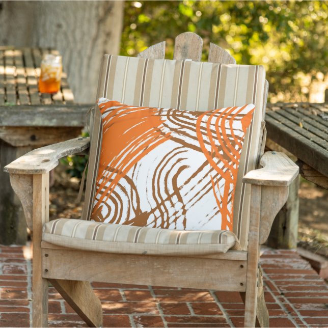 Almofada Boho Brown, Design Abstrato Laranja (Cadeira)