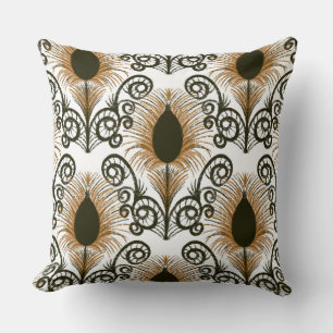 Almofada Boho Brown e Dourada Prática Pavão-de-Pedra-Pedra