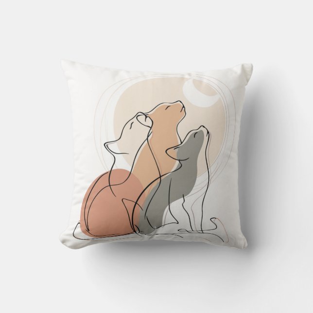 Almofada Boho Cats Howling Square Accent Pillow (Frente)