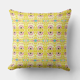 Almofada Boho Chic Bohemian Tribal Floral Chartreuse Verde