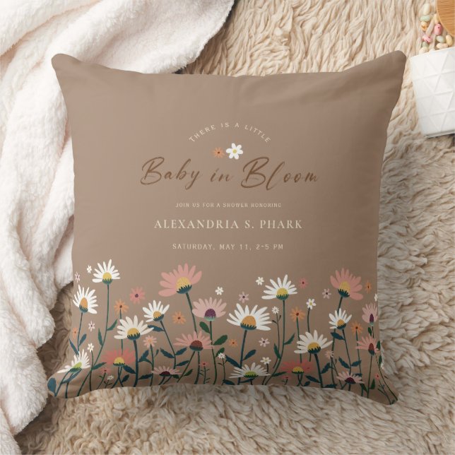 Almofada Boho Chic Modern Wildflower Baby in Bloom Chá (Cobertor)