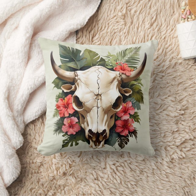 Almofada Boho Chic Watercolor Vaca Tropical (Cobertor)