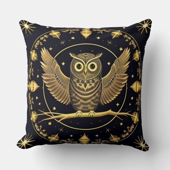 Almofada Boho Coruja Caprichoso Estético Celestial Decoraçã (Frente)
