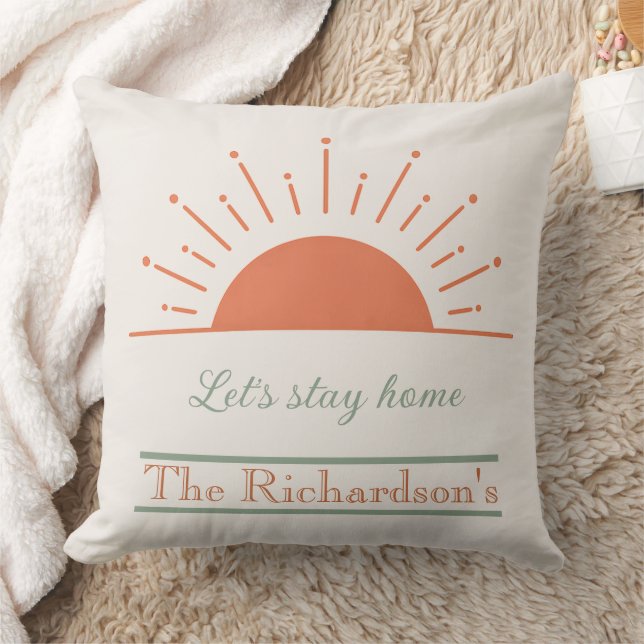 Almofada Boho Cream Let's Stay Home Pillow Sunrise Design  (Cobertor)