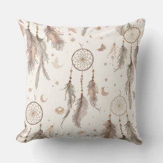 Almofada Boho Dream Catcher Feather Pattern Throw Pillow