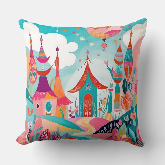 Almofada "Boho Dreamscape: Abstrato Illustração Cushion" (Frente)