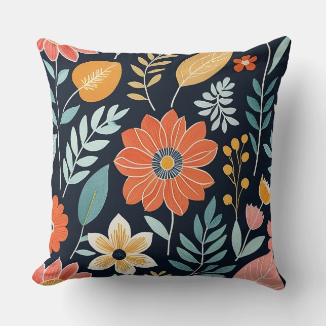 Almofada Boho floral colorido (Frente)