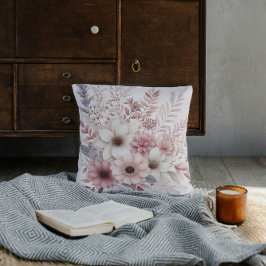 Almofada Boho floral com um rubor de rosa