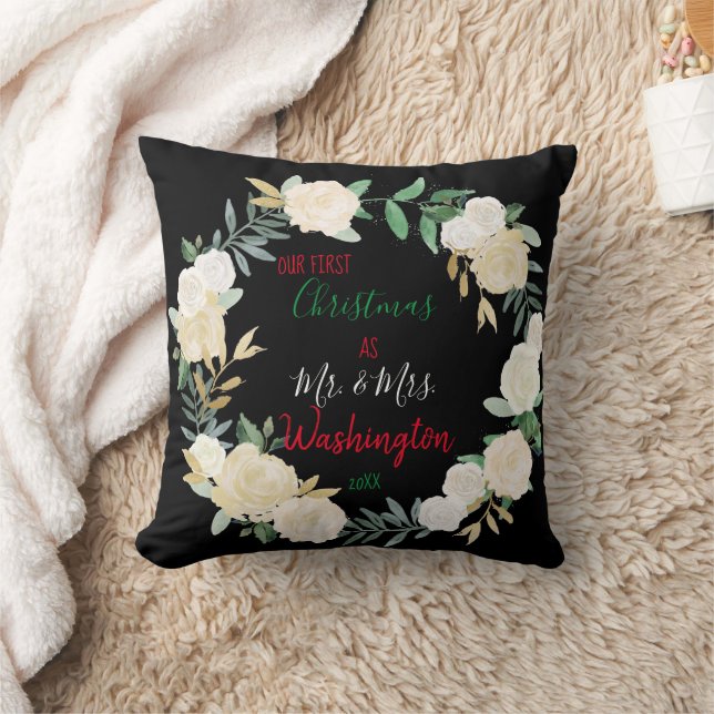 Almofada Boho Floral Primeiro Natal Personalizado (Cobertor)