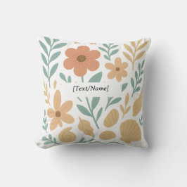 Almofada Boho Floral Summer Shells Pillow | Add Text/Name