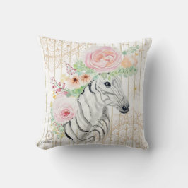 Almofada Boho Floral Zebra Travesseiro - Impressão Animal P