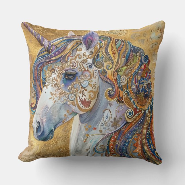 Almofada Boho Glitter Travesseiro decorativo Unicorn (Frente)