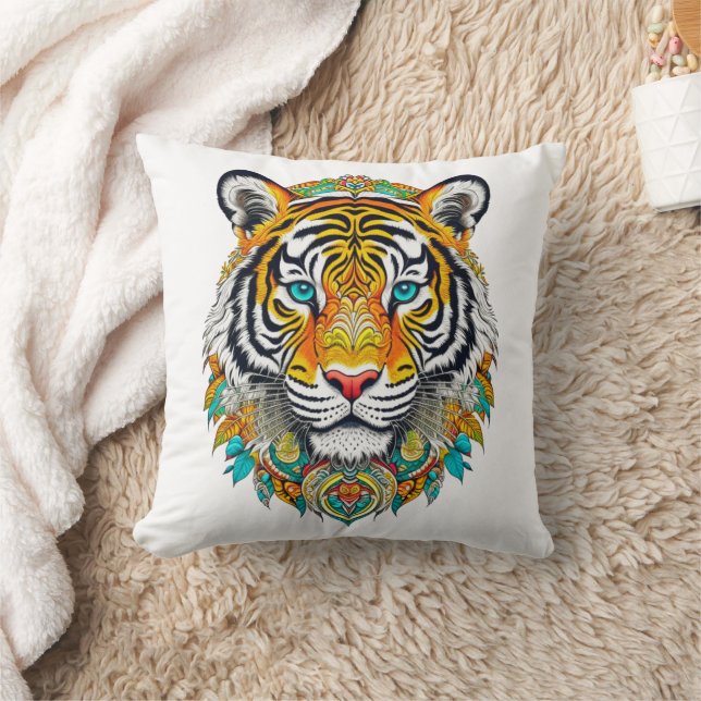 Almofada Boho Hippie Floral Year of the Tiger Art (Cobertor)