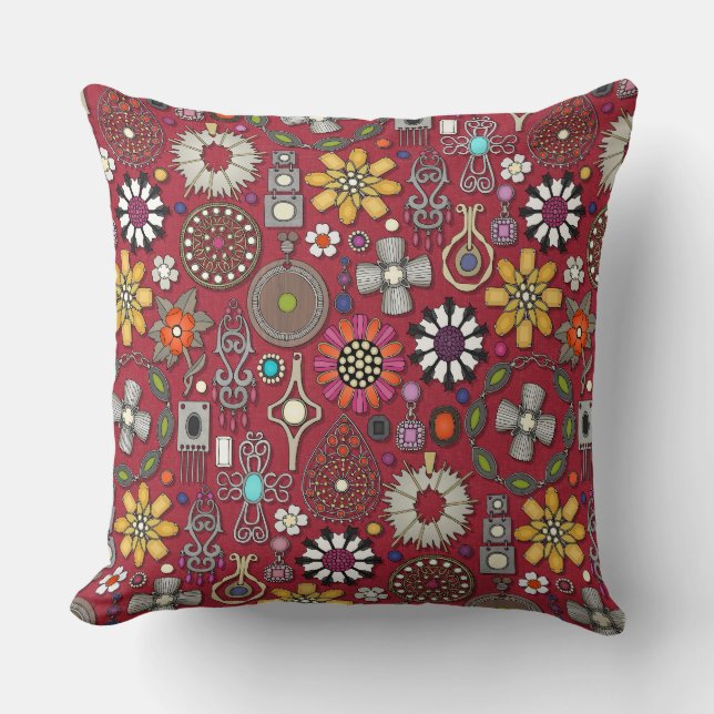 Almofada boho jewel tesures red (Frente)