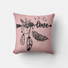 Almofada Boho Love and Feather Home Decor