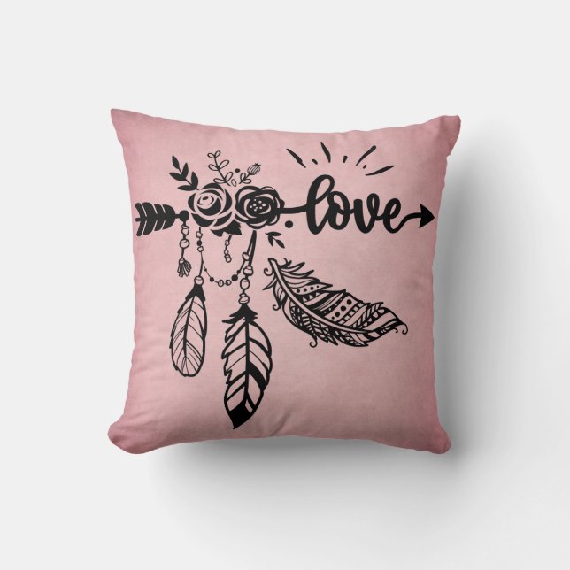 Almofada Boho Love and Feather Home Decor (Frente)