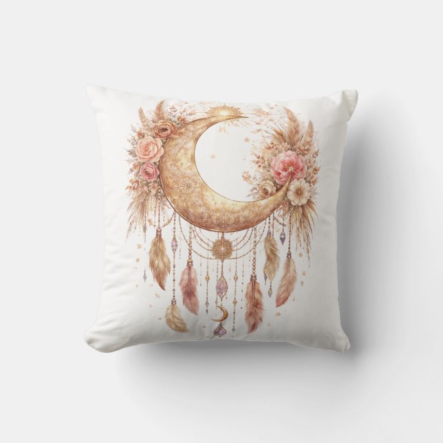 Almofada Boho Lua Vibração Mística (Frente)
