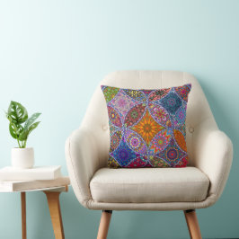 Almofada Boho Mandala Quilt Padrão Estilo Hippie Colorido