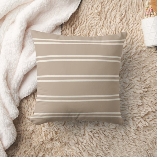 Almofada Boho Modern Farmhouse Gender Neutral Stripes Taupe (Cobertor)