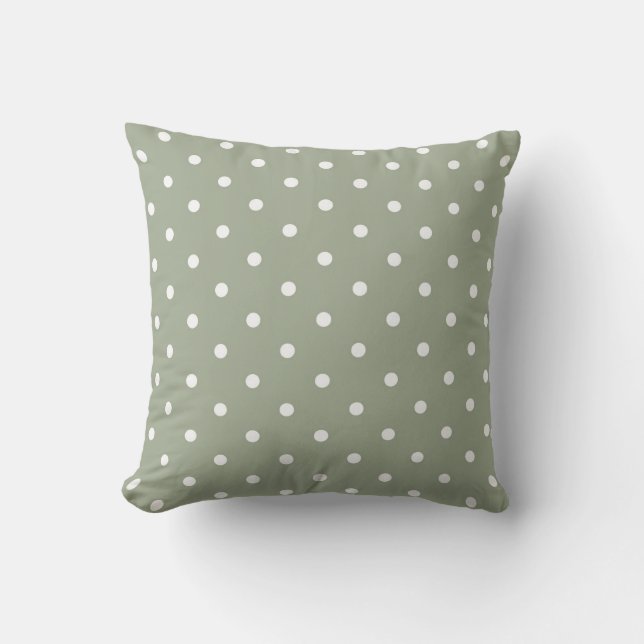 Almofada Boho Modern Polka Dot Neutral Earthy Sage Green (Frente)