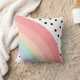 Almofada Boho Moderno Arco-íris Pastel e Pontos Pretos