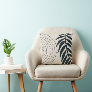 Almofada Boho, Moderno E Trendente Folhas Negras E Círculo