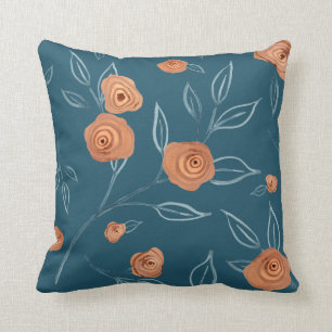 Almofada BOHO Moderno Floral Aquarela Turquesa Folha Folha