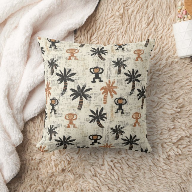 Almofada Boho Monkey Jungle Safari Pattern (Cobertor)