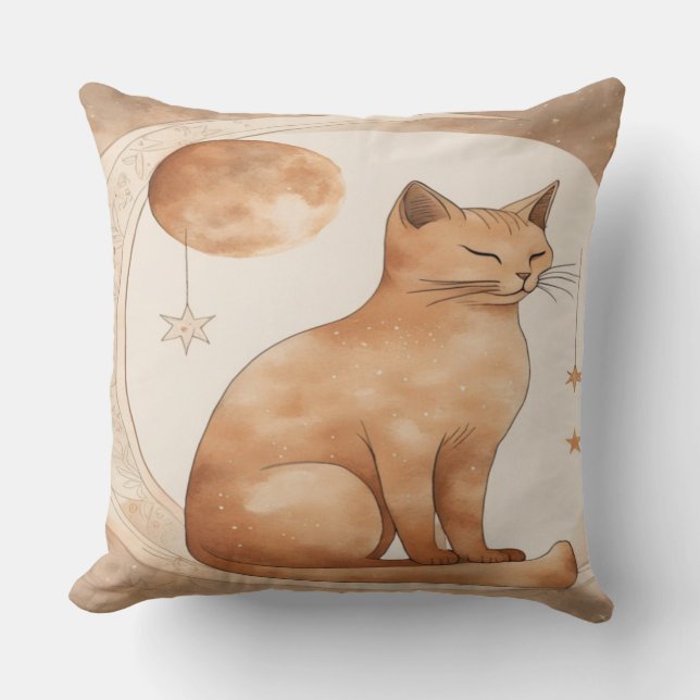 Almofada Boho Moon Cat Design (Frente)