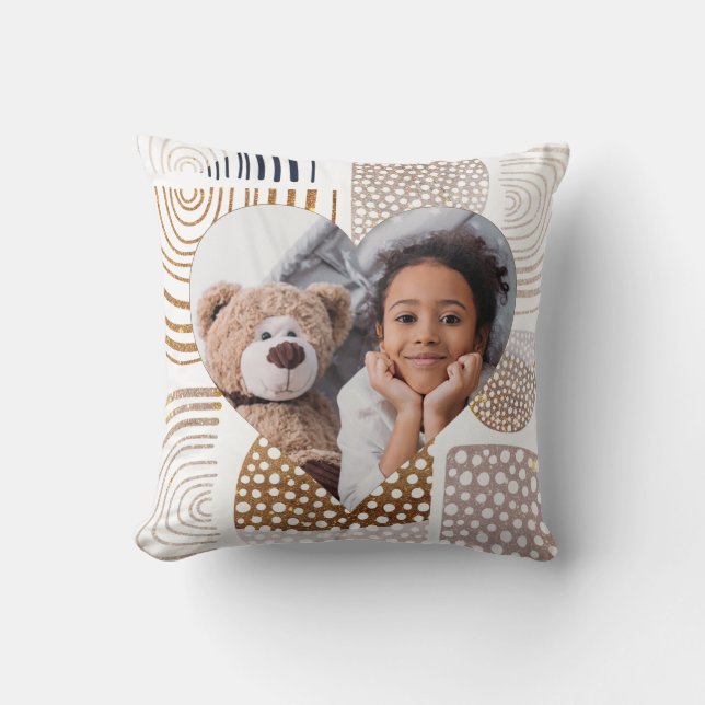 Almofada Boho Mudado Forme Foto do Coração (Frente)