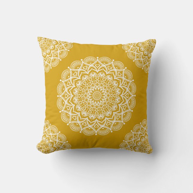 Almofada Boho Mustard Yellow Mandala (Frente)